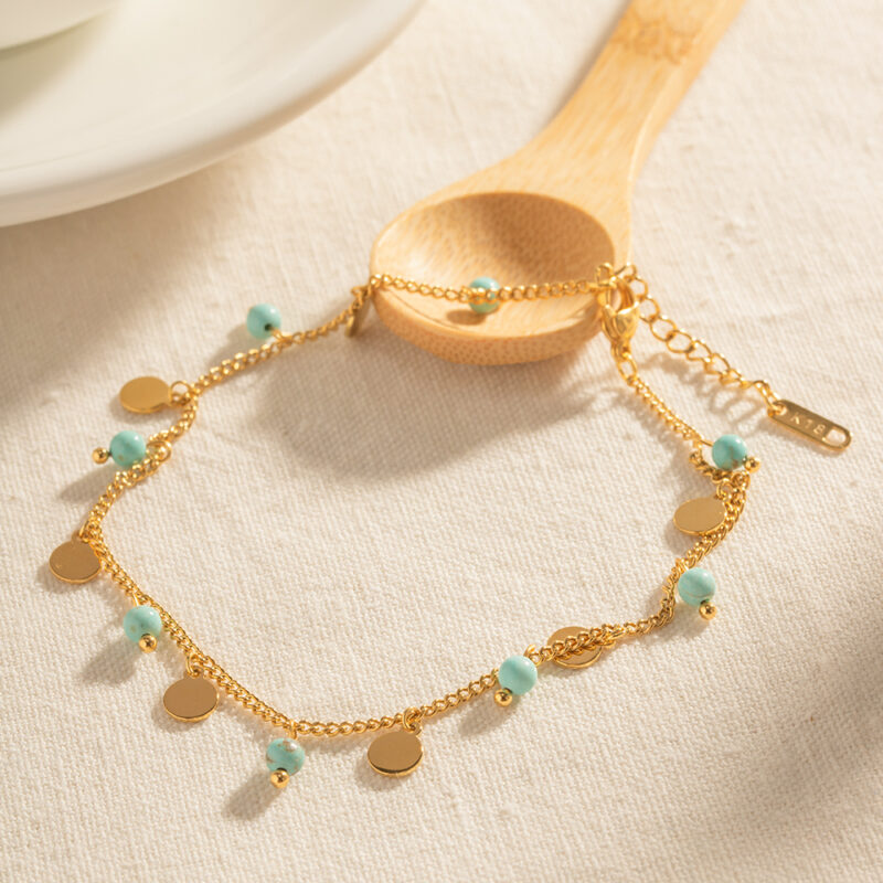 Double Layer Shell & Stone Anklet with Tassel – Waterproof Beach Jewelry - Image 6