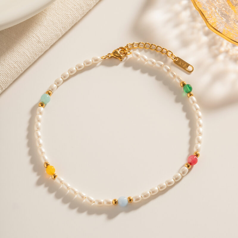 Elegant Pearl Beaded Anklet for Women – 18K Gold Color Stainless Steel - Image 4