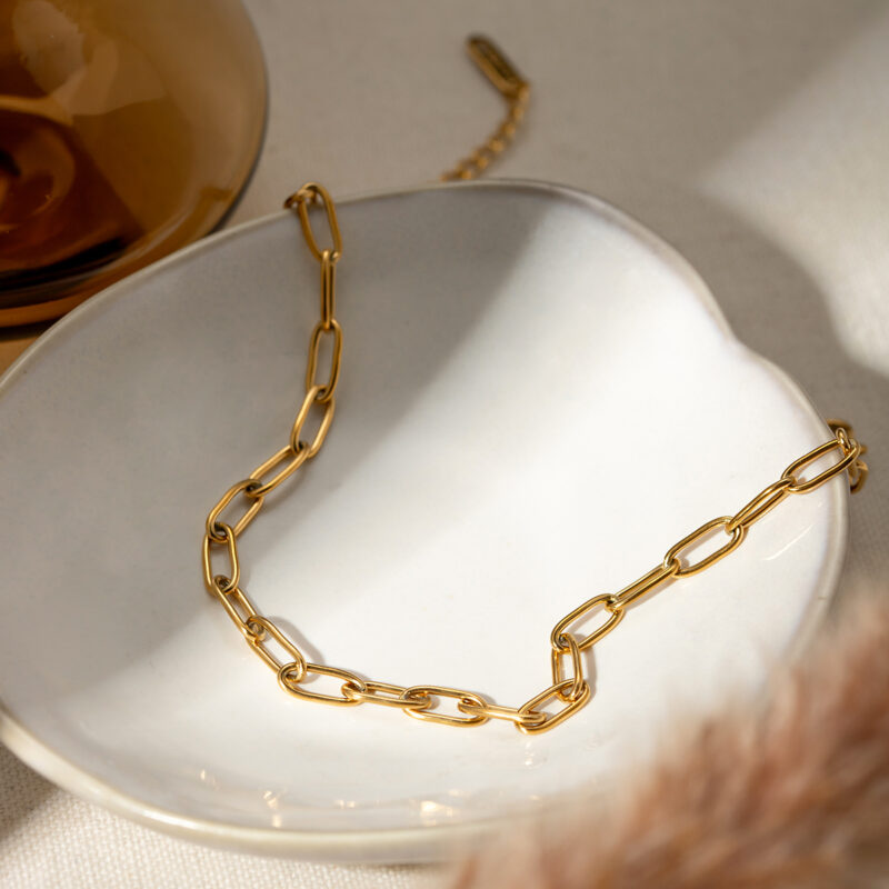 18K Gold Plated Paper Clip Chain Anklet – Waterproof & Anti-Allergic - Image 5