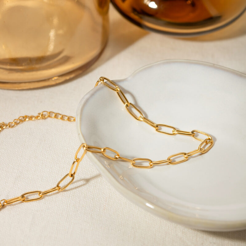18K Gold Plated Paper Clip Chain Anklet – Waterproof & Anti-Allergic - Image 4