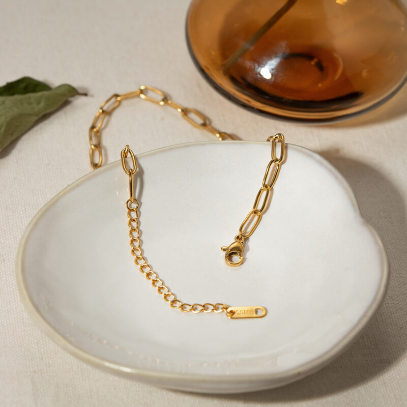 18K Gold Plated Paper Clip Chain Anklet – Waterproof & Anti-Allergic - Image 3