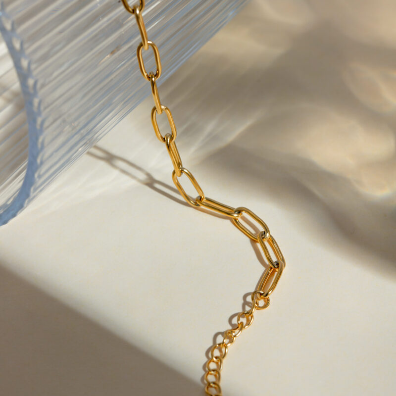 18K Gold Plated Paper Clip Chain Anklet – Waterproof & Anti-Allergic - Image 6