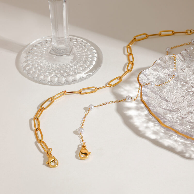 18K Gold-Plated Double-Layer Pearl Anklet – Waterproof & Hypoallergenic - Image 4
