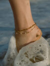 18K Gold-Plated Double-Layer Pearl Anklet – Waterproof & Hypoallergenic
