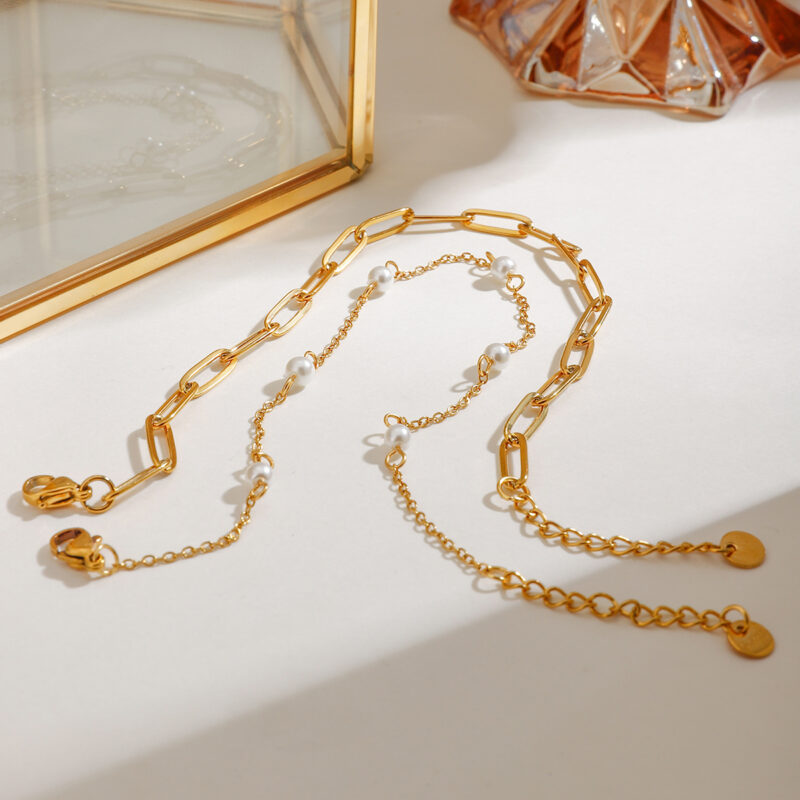 18K Gold-Plated Double-Layer Pearl Anklet – Waterproof & Hypoallergenic - Image 6