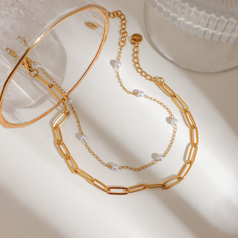 18K Gold-Plated Double-Layer Pearl Anklet – Waterproof & Hypoallergenic - Image 5