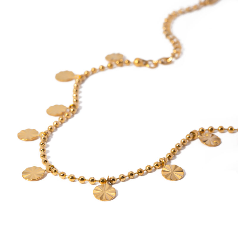 18K Gold Plated Petal Pendant Beaded Anklet – Waterproof & Anti-Allergic - Image 6