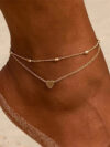 18K Gold Plated Double Layer Heart Anklet – Waterproof & Hypoallergenic