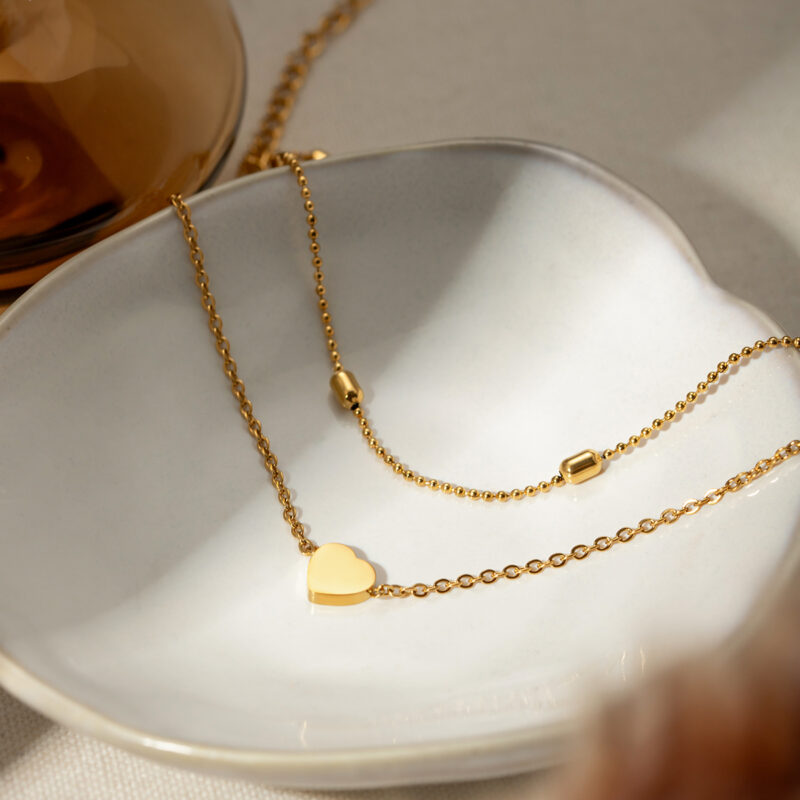 18K Gold Plated Double Layer Heart Anklet – Waterproof & Hypoallergenic - Image 6