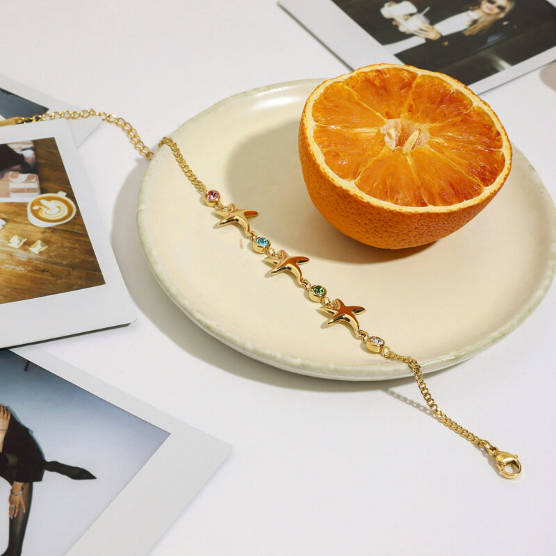 Women's 18K Gold-Plated Starfish Bracelet with Colorful Zircon for Ocean-Inspired Elegance - Image 6