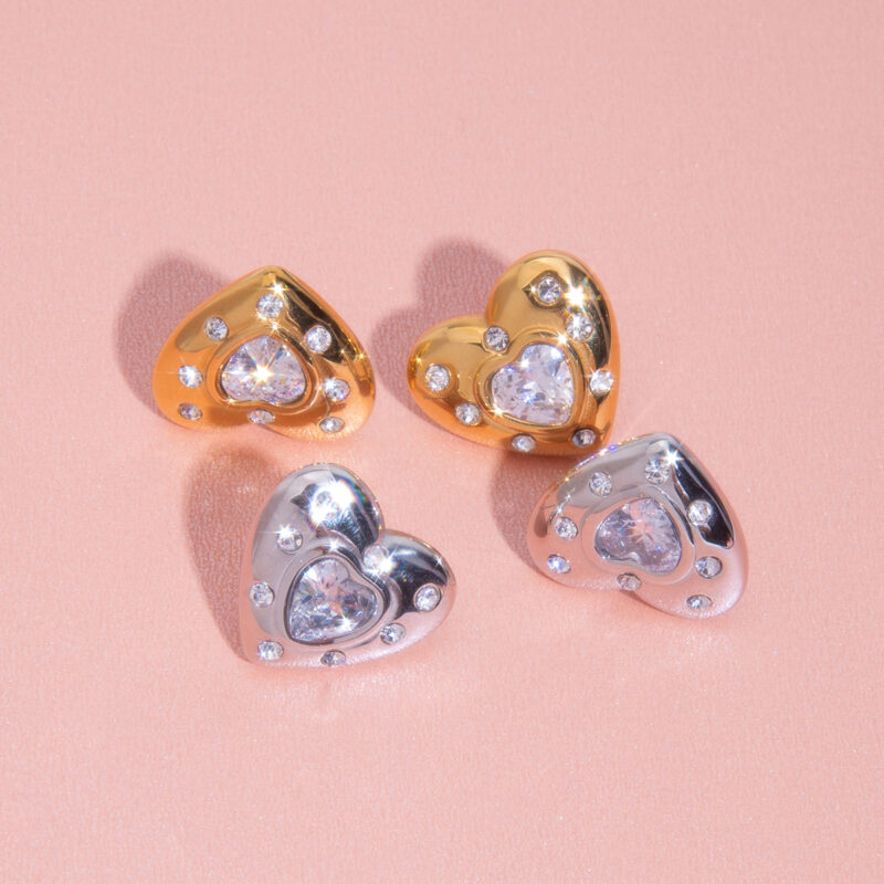 18K Gold-Plated Heart-Shaped Zircon Earrings for Women - Trendy Jewelry for Daily Wear - Image 6