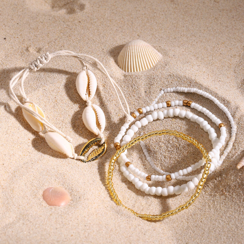 Boho Gold-Plated Stainless Steel Anklets Set – Starfish & Shell Design - Image 6