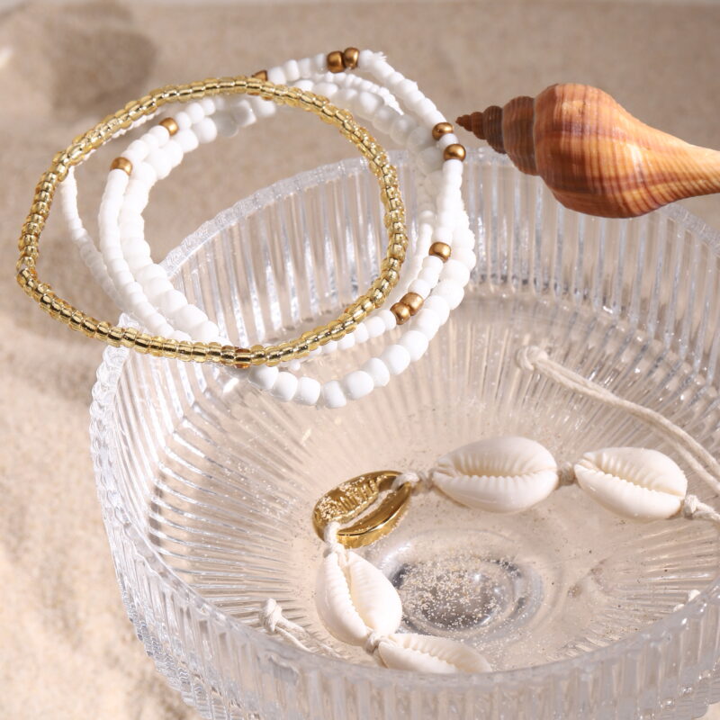 Boho Gold-Plated Stainless Steel Anklets Set – Starfish & Shell Design - Image 4