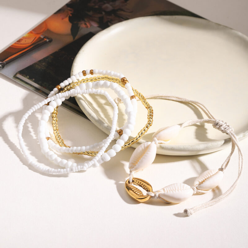 Boho Gold-Plated Stainless Steel Anklets Set – Starfish & Shell Design - Image 3