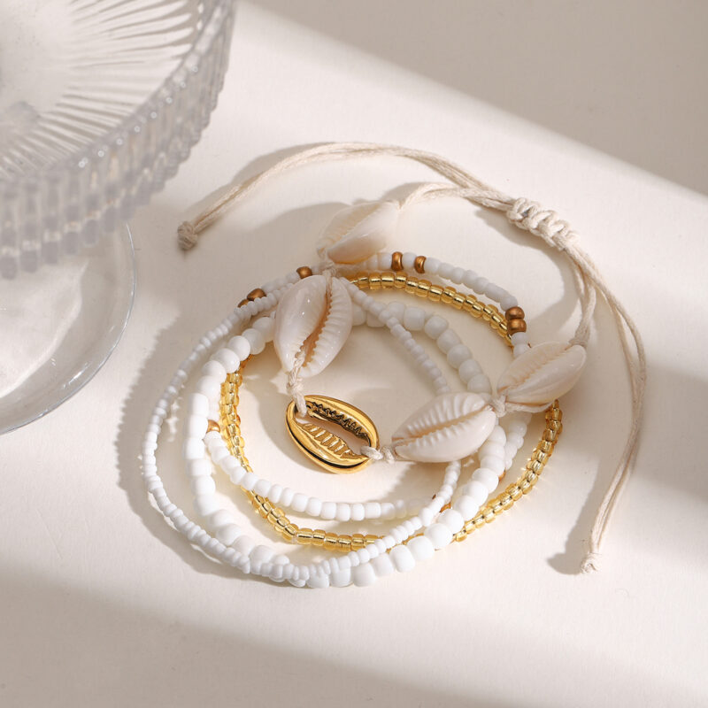 Boho Gold-Plated Stainless Steel Anklets Set – Starfish & Shell Design - Image 5