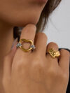 18K Gold Hammered Heart Ring