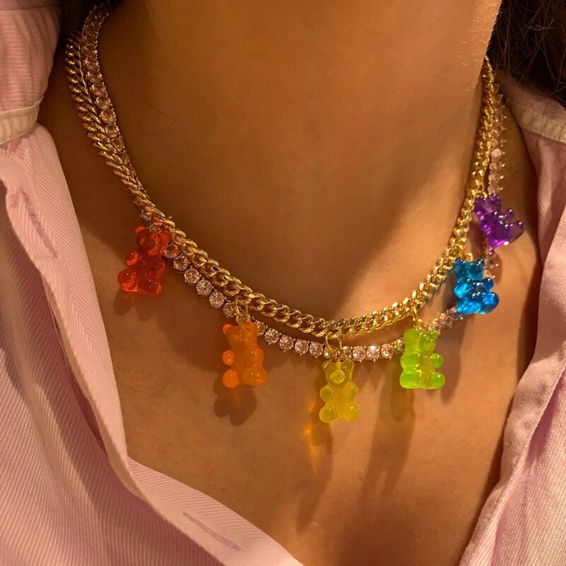 Colorful Bear Pendant Necklace - Image 3