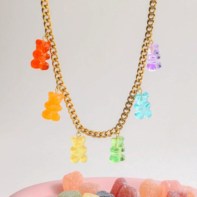 Colorful Bear Pendant Necklace - Image 5