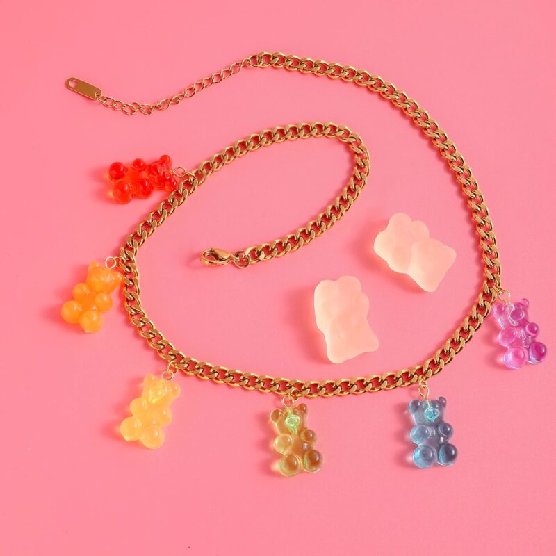 Colorful Bear Pendant Necklace - Image 7