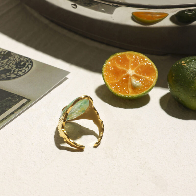 Boho Starfish Open Ring with Crushed Shell Inlay – 18K Gold-Plated Stainless Steel - Image 6