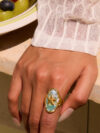 Boho Starfish Open Ring with Crushed Shell Inlay – 18K Gold-Plated Stainless Steel