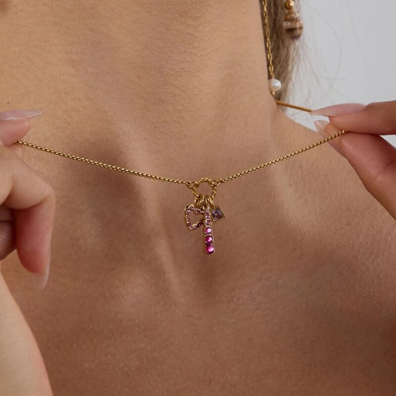 Pink Zircon Heart Pendant Necklace