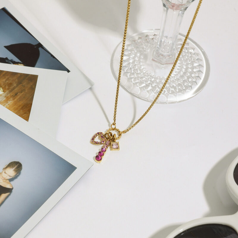 Pink Zircon Heart Pendant Necklace - Image 7