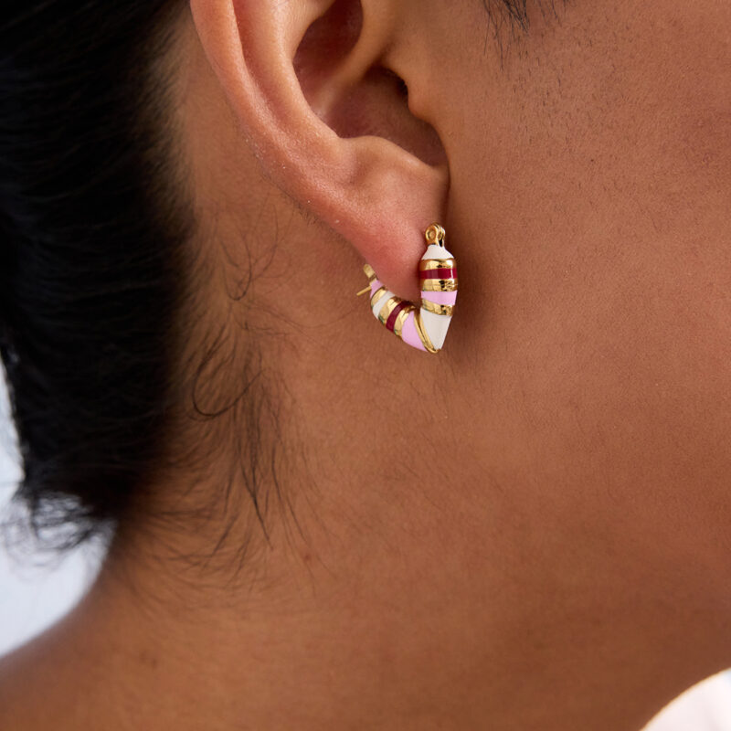 Pink Heart Hoop Earrings - Image 3