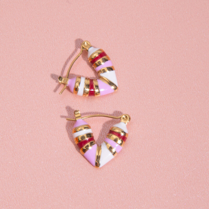 Pink Heart Hoop Earrings - Image 6