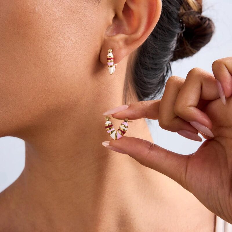 Pink Heart Hoop Earrings