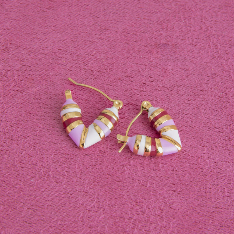 Pink Heart Hoop Earrings - Image 7