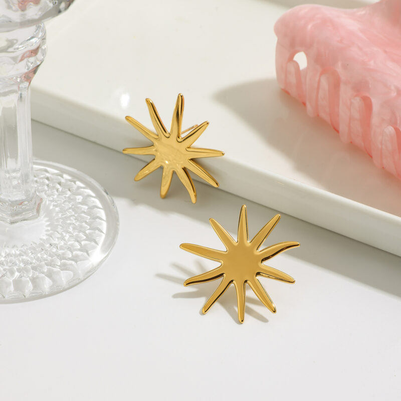 Glossy Sunflower Stud Earrings - Image 6
