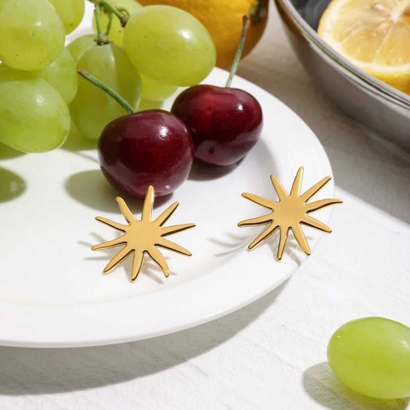 Glossy Sunflower Stud Earrings - Image 5