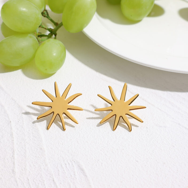 Glossy Sunflower Stud Earrings - Image 4