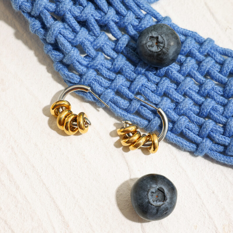 Two-Tone Multi-Ring Pendant Earrings - Image 4