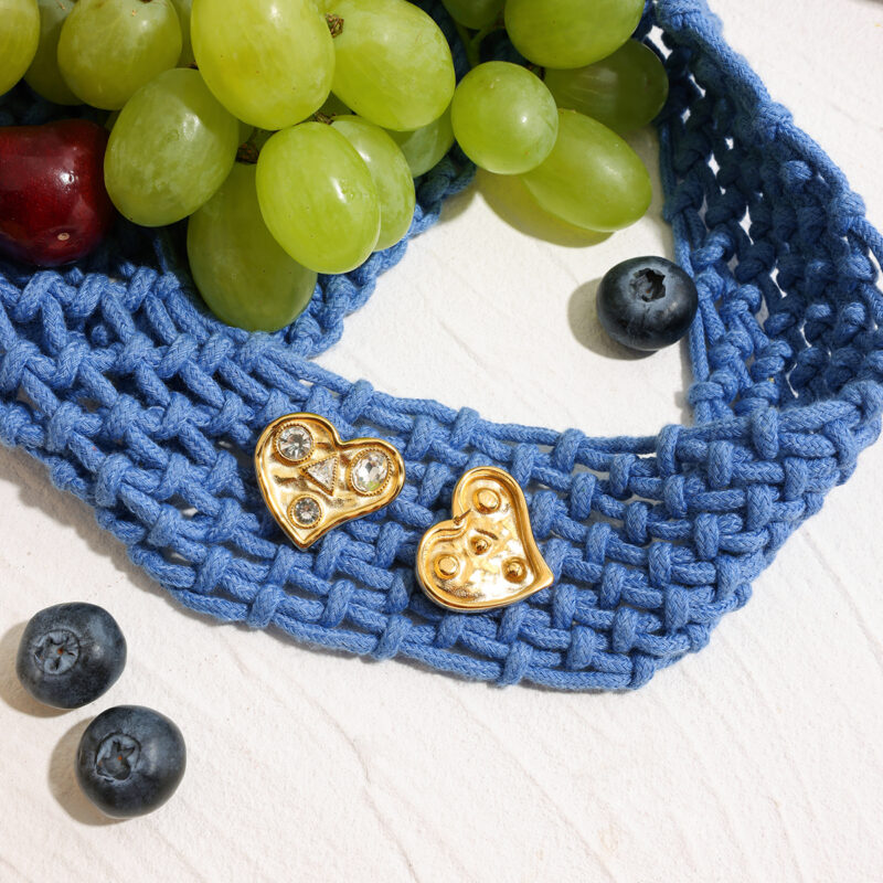 Geometric Heart Zircon Earrings - Image 5