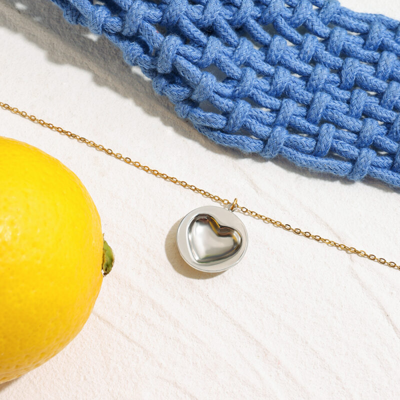 Two-Tone Heart Pendant Necklace - Image 7