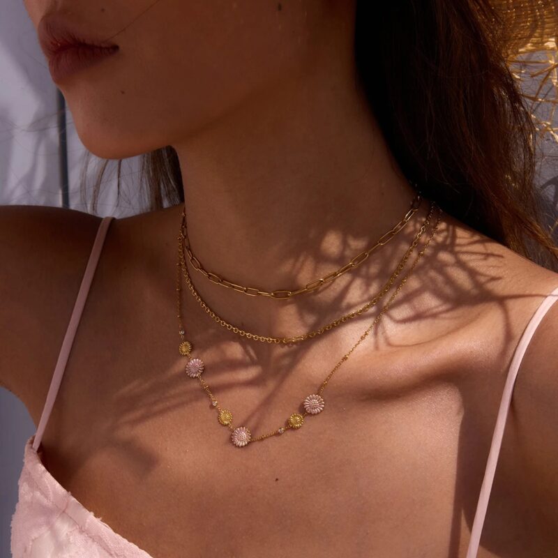 18K Gold-Plated Daisy Pendant Necklace - Image 4
