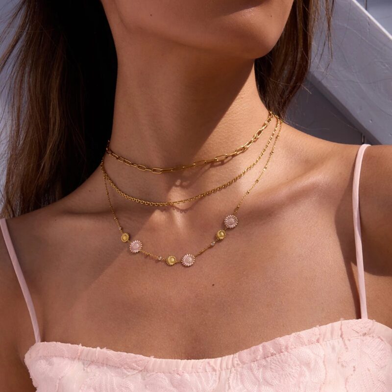 18K Gold-Plated Daisy Pendant Necklace - Image 3