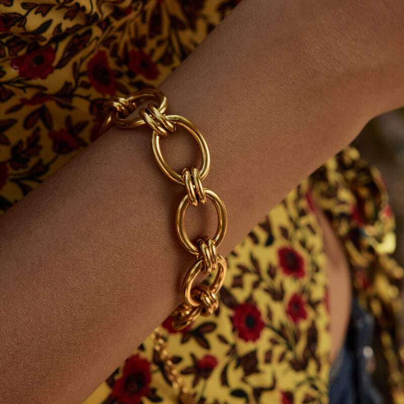 Unisex 18K Gold-Plated Stainless Steel Chain Bracelet – Waterproof & Stackable - Image 3