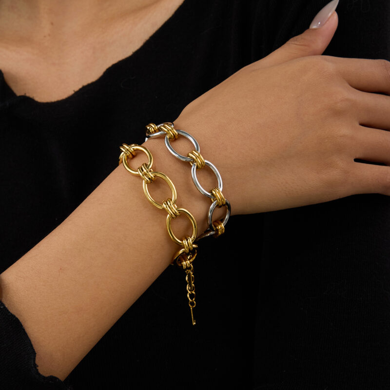 Unisex 18K Gold-Plated Stainless Steel Chain Bracelet – Waterproof & Stackable