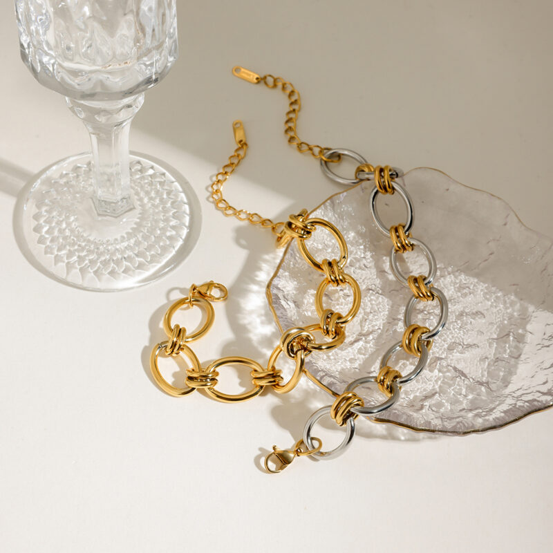 Unisex 18K Gold-Plated Stainless Steel Chain Bracelet – Waterproof & Stackable - Image 4
