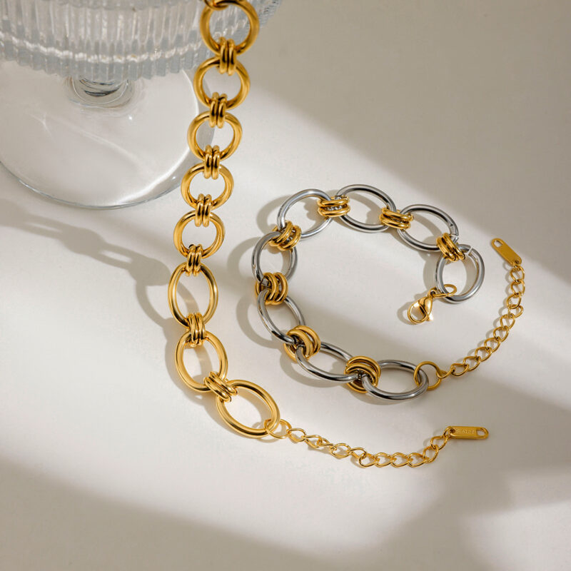 Unisex 18K Gold-Plated Stainless Steel Chain Bracelet – Waterproof & Stackable - Image 6