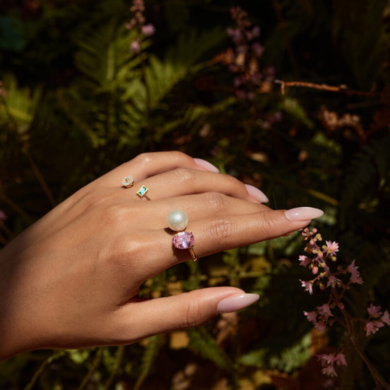 Elegant 18K Gold Zircon & Pearl Ring for Women – Romantic Party Jewelry - Image 3
