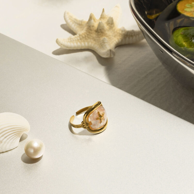 18K Gold Plated Starfish Shell Ring - Image 7