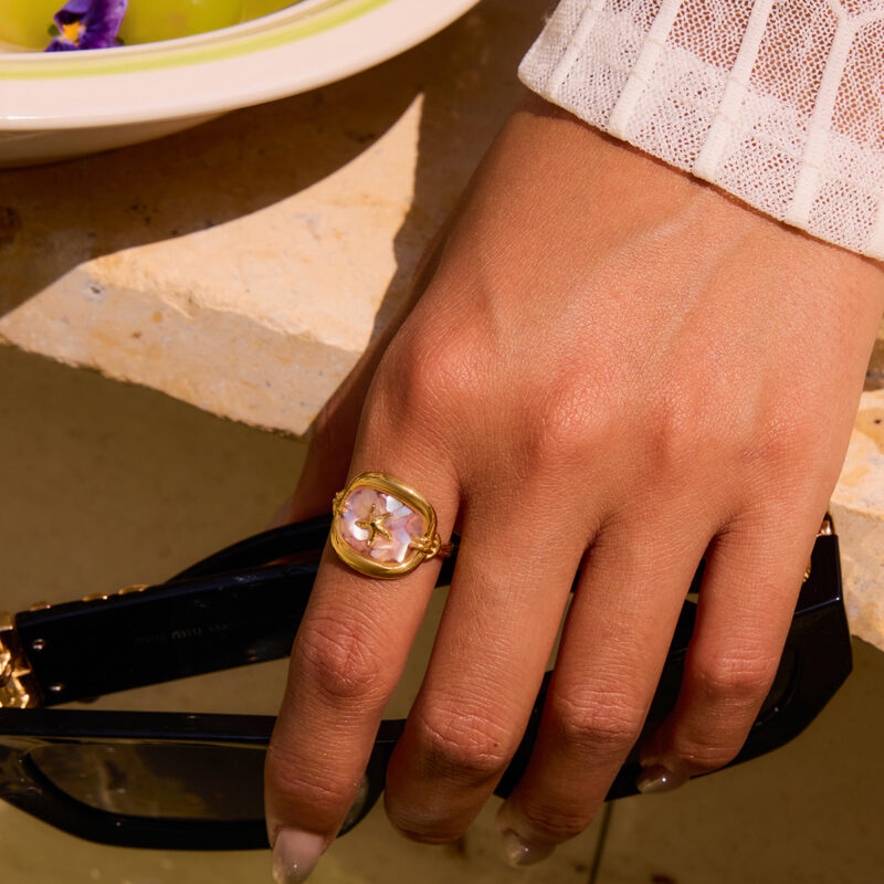 18K Gold Plated Starfish Shell Ring - Image 4