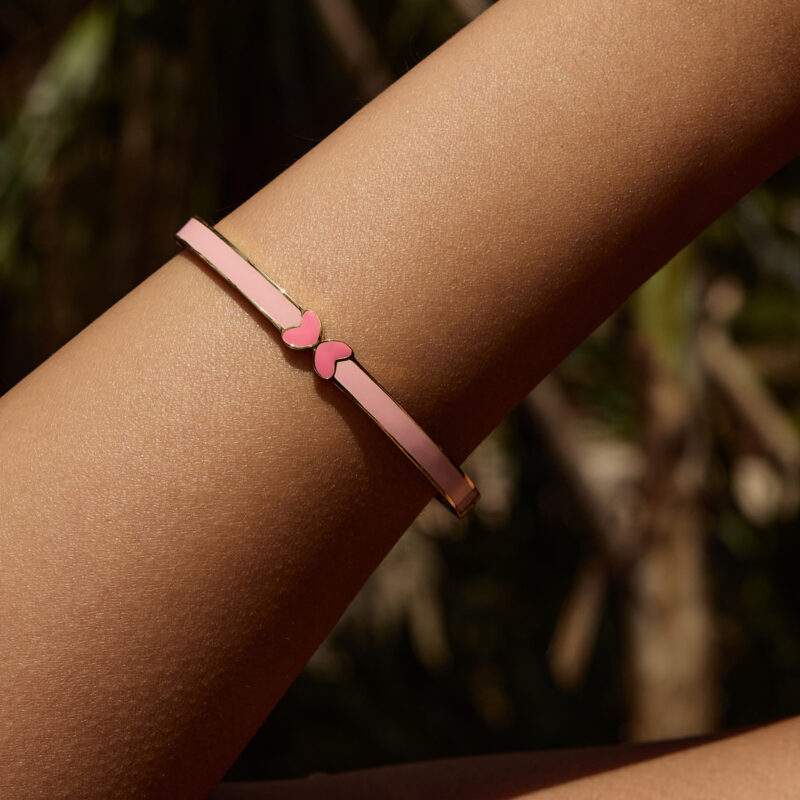 Elegant Pink Stainless Steel Bow Bangle - Image 4