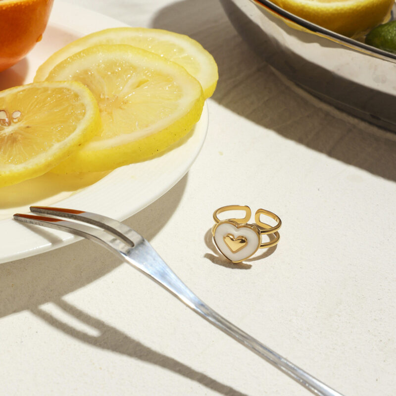 18K Gold-Plated Stainless Steel Heart Open Ring – Waterproof & Stylish - Image 5