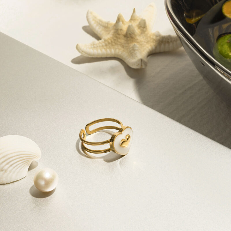 18K Gold-Plated Stainless Steel Heart Open Ring – Waterproof & Stylish - Image 6