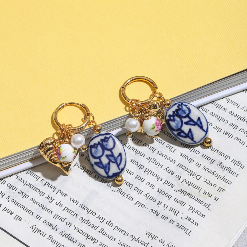 18K Gold-Plated Heart Pearl Drop Earrings - Image 7